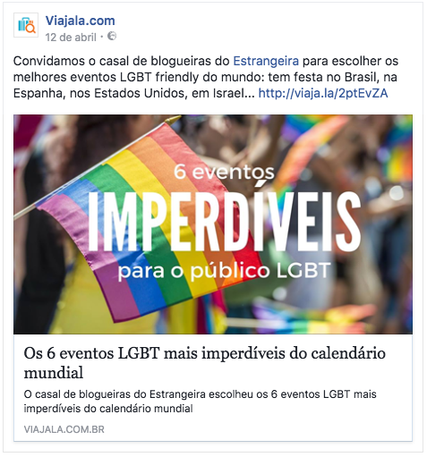 Viajala Facebook - melhores eventos LGBT